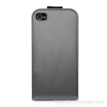 Leather Case for Apple's iPhone 4, with Flip Design and Electronic Embossed Fake Lines